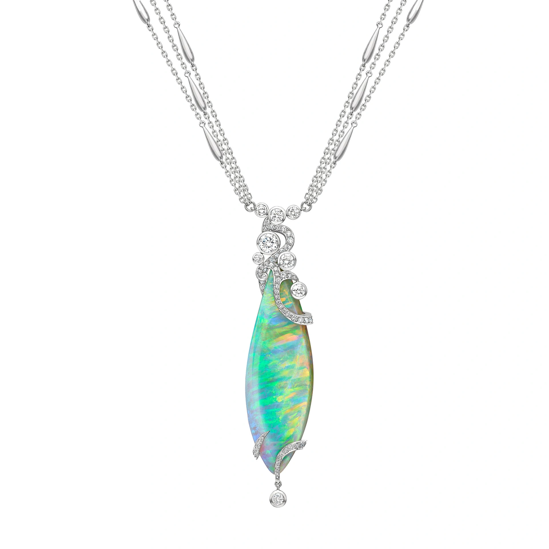 Boodles Greenfire Opal Diamond Pendant Boodles Greenfire Opal Diamond Pendant | Fine Necklaces | Coveti