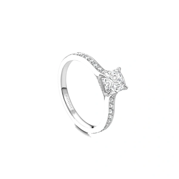 Boodles Harmony Cushion Cut Platinum Diamond Engagement Ring | Fine Rings | Coveti