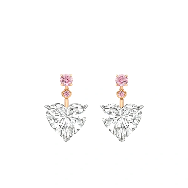 Boodles Heart White and Pink Diamond Drop Earrings | Fine Earrings | Coveti