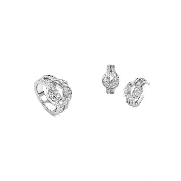 Boodles Knot White Gold Earrings and Ring Set | Fine Jewellery Sets | Coveti