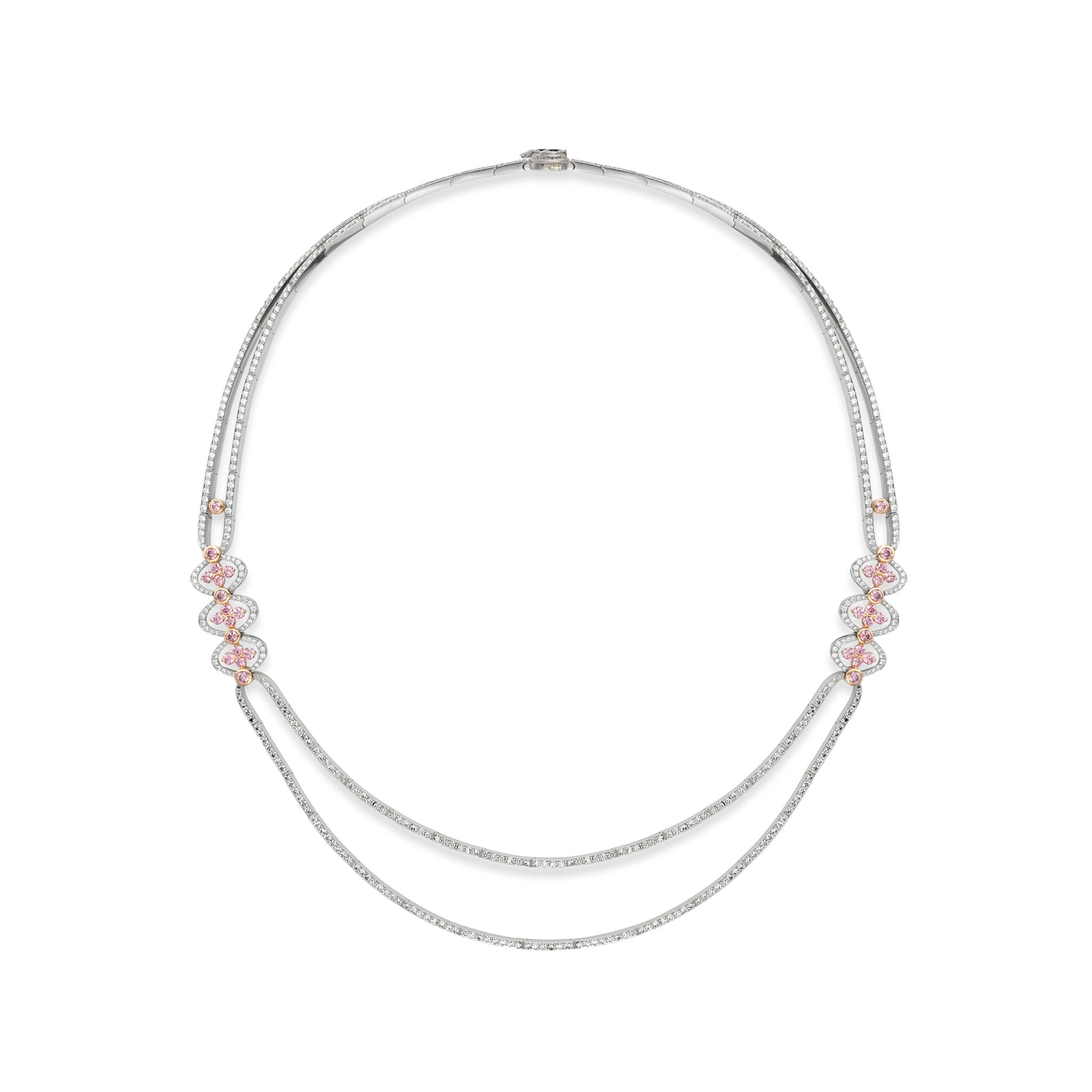 Boodles Loupe Pink and White Brilliant Diamond Platinum Necklace Boodles Loupe Pink and White Brilliant Diamond Platinum Necklace | Fine Necklaces | Coveti