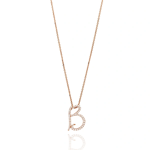 Boodles Love Letter Diamond Rose Gold Initial Pendant | Fine Necklaces | Coveti