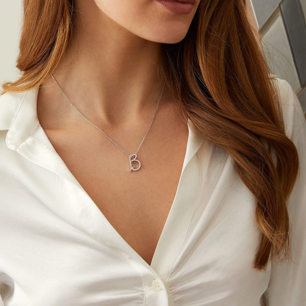 Boodles Love Letter Diamond White Gold Initial Pendant | Fine Necklaces | Coveti