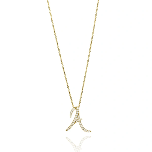 Boodles Love Letter Diamond Yellow Gold Initial Pendant | Fine Necklaces | Coveti