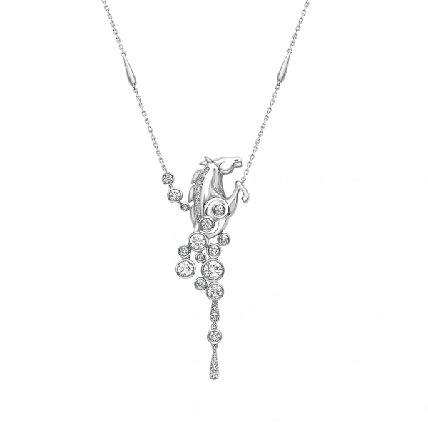 Boodles Lucky 'Gold Cup 100' Platinum Diamond Horse Pendant | Fine Necklaces | Coveti