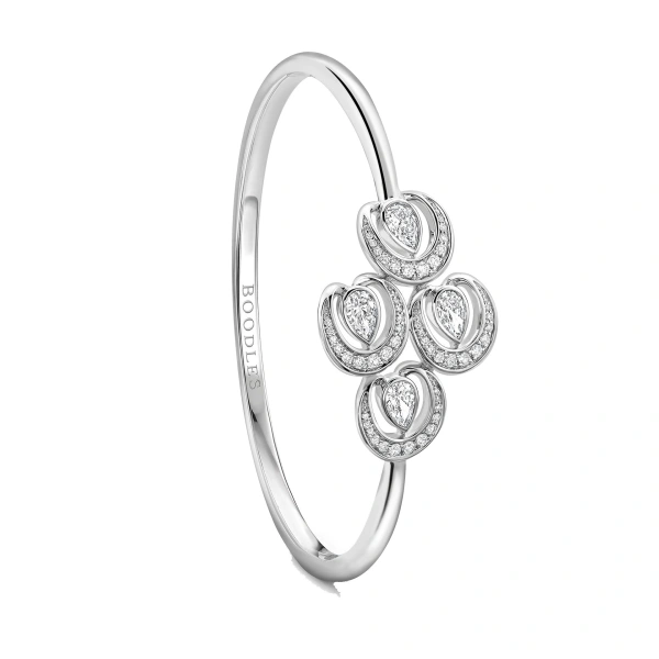 Boodles Lucky Platinum Diamond Horseshoe Bangle | Fine Bracelets | Coveti