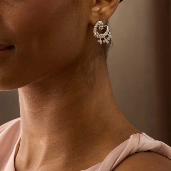 Boodles Lucky Platinum Diamond Horseshoe Splash Earrings | Fine Earrings | Coveti
