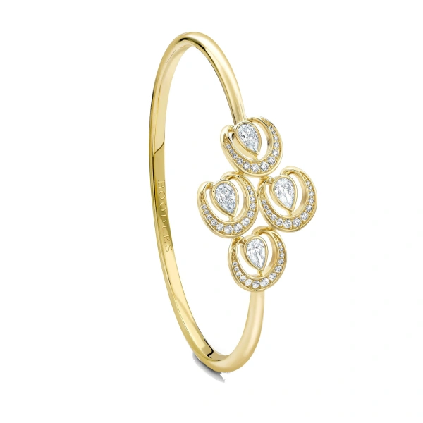Boodles Lucky Yellow Gold Diamond Horseshoe Bangle | Fine Bracelets | Coveti