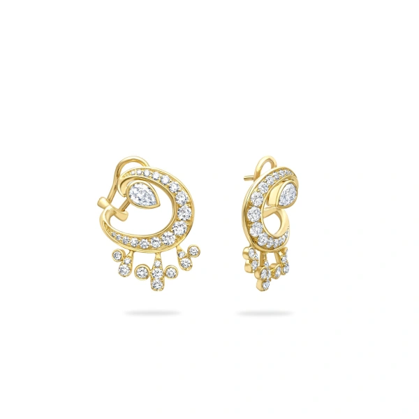 Boodles Lucky Yellow Gold Diamond Horseshoe Splash Earrings | Fine Earrings | Coveti