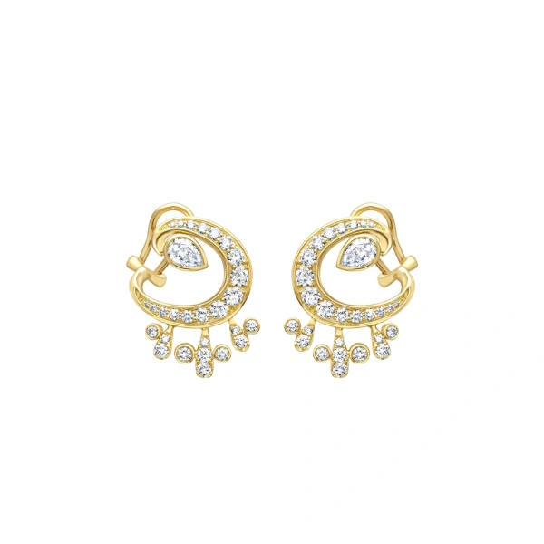 Boodles Lucky Yellow Gold Diamond Horseshoe Splash Earrings | Fine Earrings | Coveti