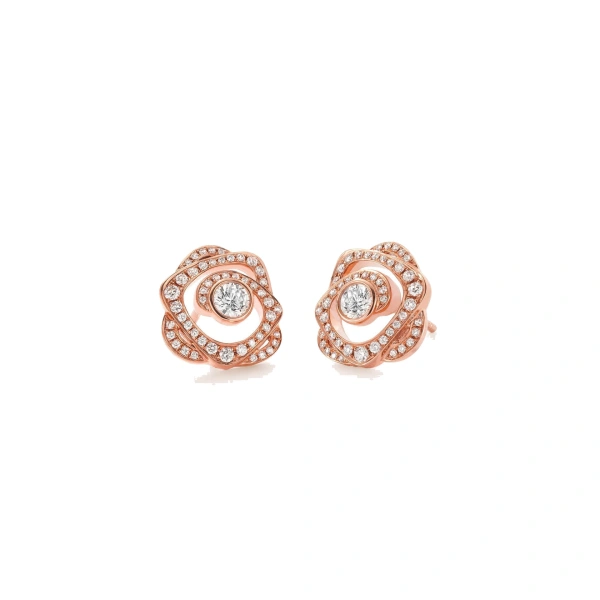 Boodles Maymay Rose Diamond Rose Gold Earrings | Fine Earrings | Coveti