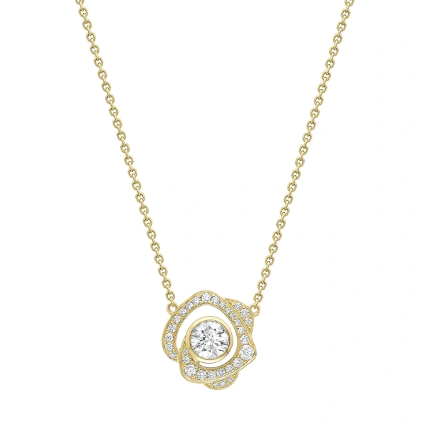 Boodles Maymay Rose Large Diamond Yellow Gold Pendant | Fine Necklaces | Coveti