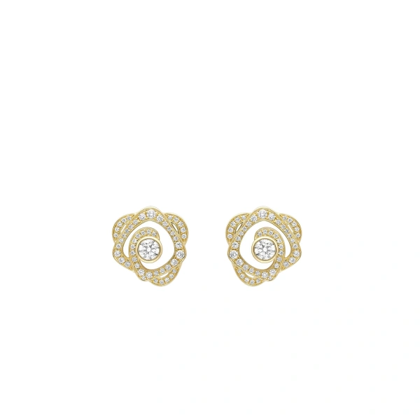 Boodles Maymay Rose Large Yellow Gold Diamond Earrings | Fine Earrings | Coveti