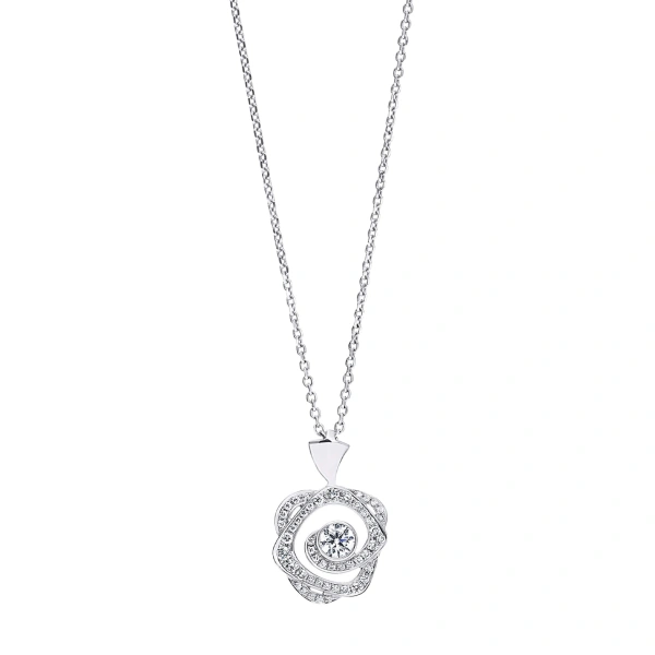 Boodles Maymay Rose Platinum Diamond Pendant | Fine Necklaces | Coveti