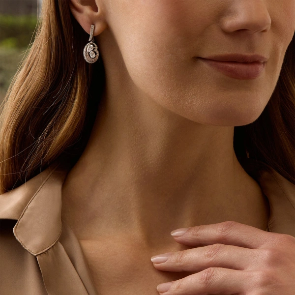 Boodles Motherhood Diamond Platinum and Rose Gold Earrings | Fine Earrings | Coveti