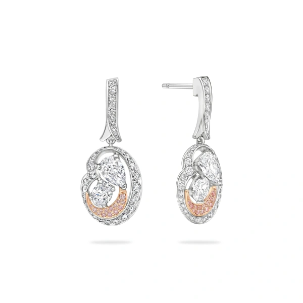 Boodles Motherhood Diamond Platinum and Rose Gold Earrings | Fine Earrings | Coveti