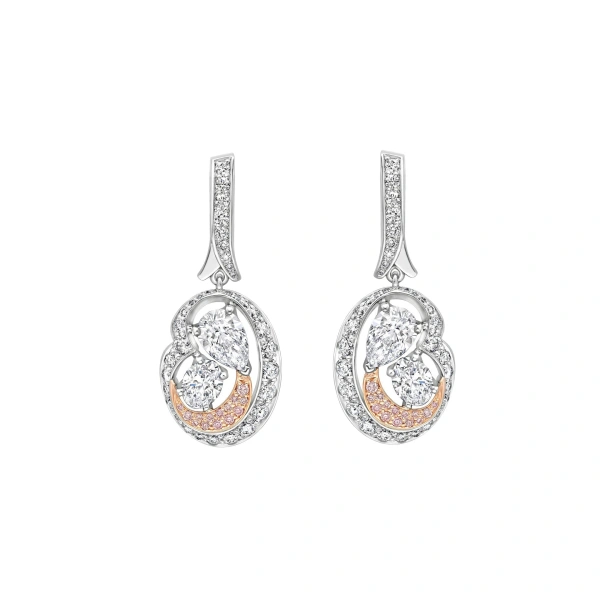 Boodles Motherhood Diamond Platinum and Rose Gold Earrings | Fine Earrings | Coveti