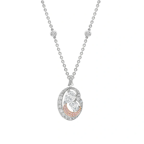 Boodles Motherhood Diamond Platinum and Rose Gold Pendant | Fine Necklaces | Coveti