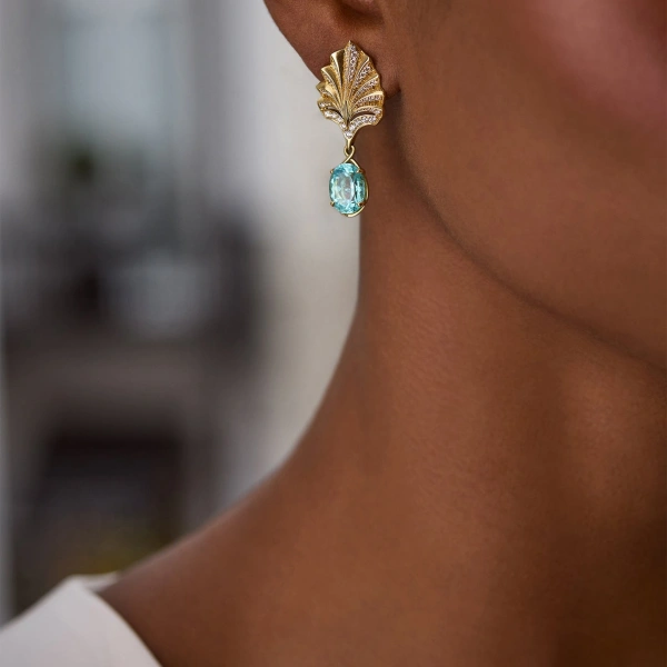 Boodles Olympian Paraiba Pearl Yellow Gold Earrings | Fine Rings | Coveti