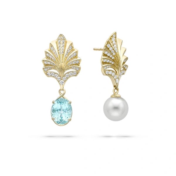 Boodles Olympian Paraiba Pearl Yellow Gold Earrings | Fine Rings | Coveti