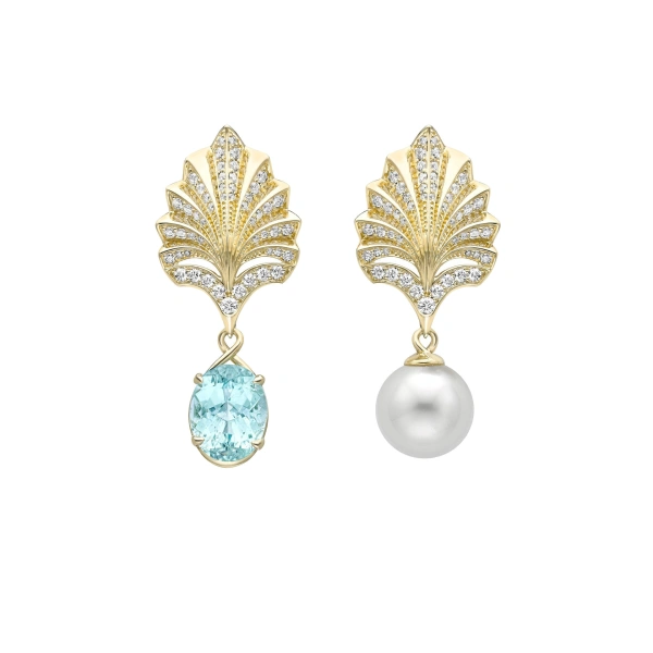 Olympian Paraiba Pearl Yellow Gold Earrings