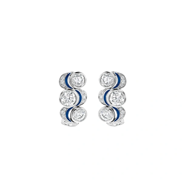 Boodles Over the Moon Diamond Enamel Platinum Earrings | Fine Earrings | Coveti