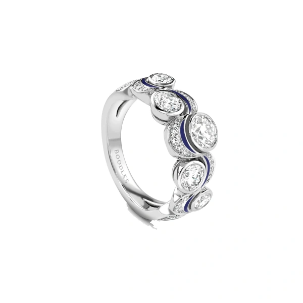 Boodles Over the Moon Diamond Enamel Platinum Ring | Fine Rings | Coveti