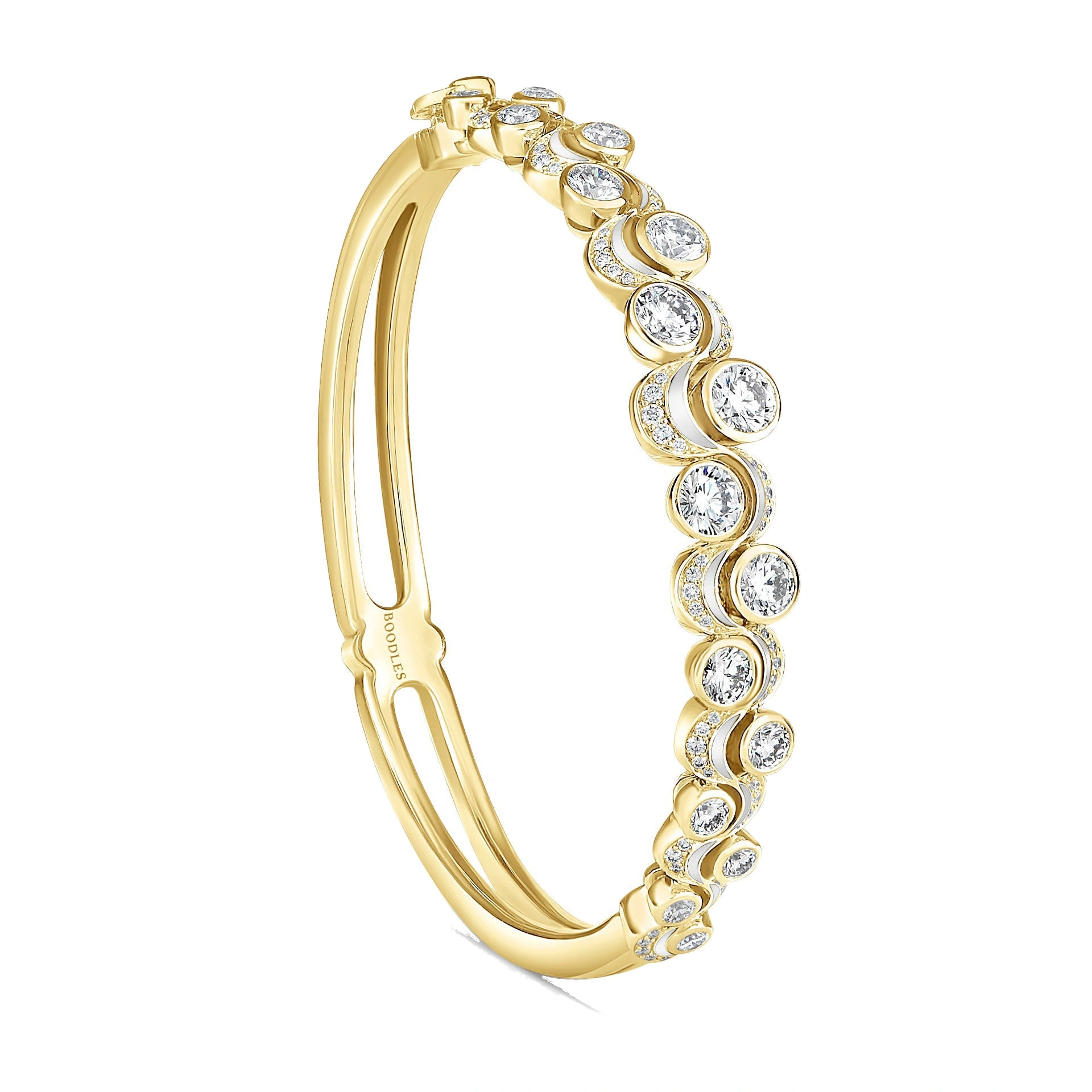 Boodles Over the Moon Diamond Enamel Yellow Gold Bangle Boodles Over the Moon Diamond Enamel Yellow Gold Bangle | Fine Bracelets | Coveti