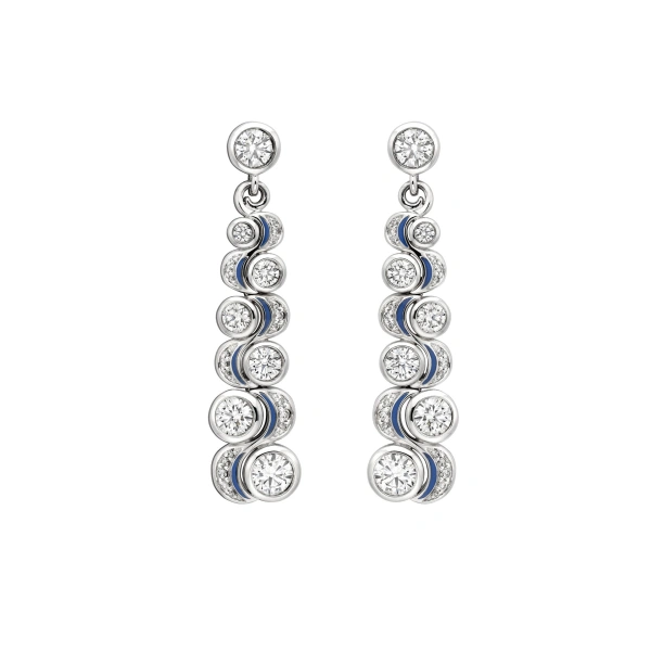 Boodles Over the Moon Diamond Platinum Drop Earrings | Fine Earrings | Coveti