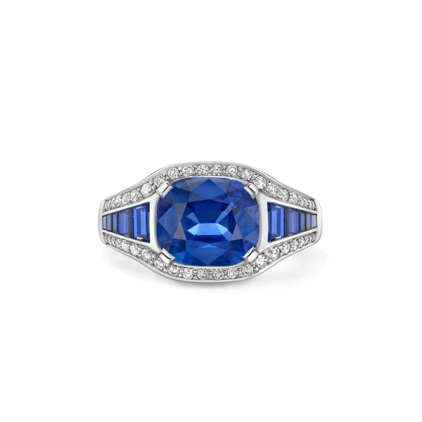 Boodles Paradox Cushion Blue Sapphire Platinum Ring | Fine Rings | Coveti