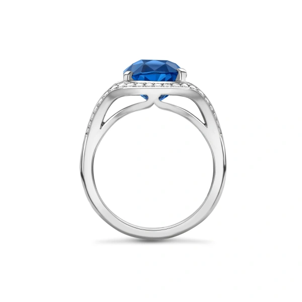 Boodles Paradox Cushion Blue Sapphire Platinum Ring | Fine Rings | Coveti