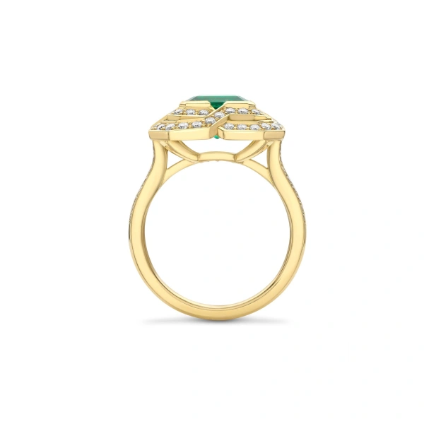 Boodles Pavilion Emerald and Diamond Yellow Gold Ring | Fine Rings | Coveti