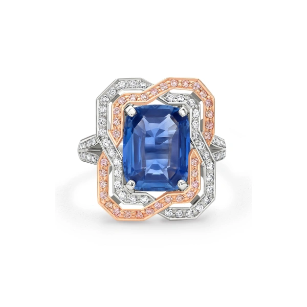 Boodles Pavilion Sapphire and Pink Diamond Platinum Ring | Fine Rings | Coveti