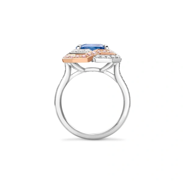 Boodles Pavilion Sapphire and Pink Diamond Platinum Ring | Fine Rings | Coveti