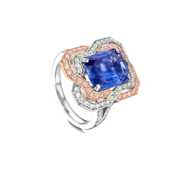 Boodles Pavilion Sapphire and Pink Diamond Platinum Ring | Fine Rings | Coveti