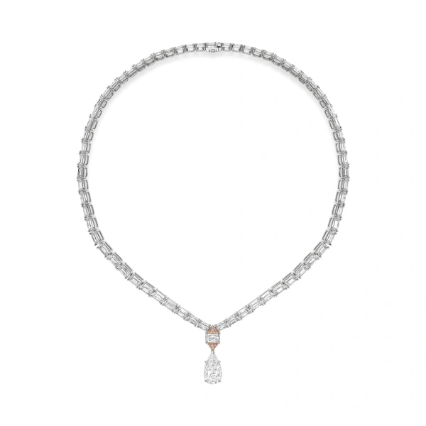 Boodles Peace of Mined Ashoka and Pear Diamond Platinum Necklace | Fine Necklaces | Coveti
