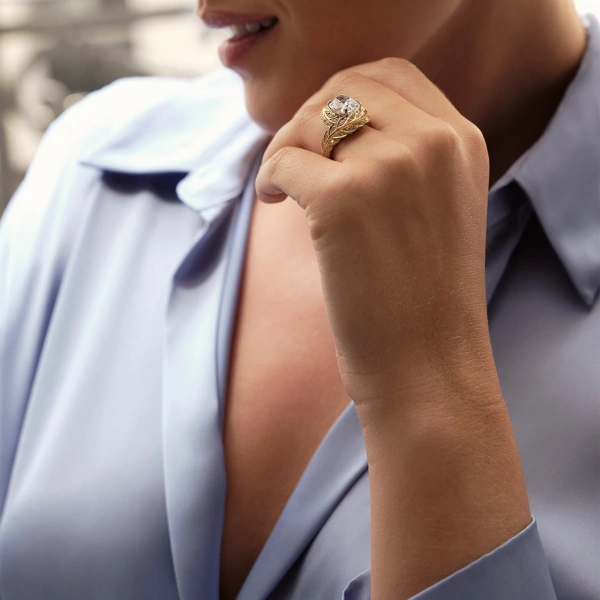 Boodles Peace of Mined Cushion Diamond Platinum and Yellow Gold Ring | Fine Rings | Coveti