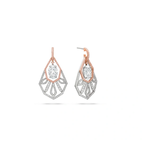 Boodles Peace of Mined Platinum and Rose Gold Diamond Drop Earrings | Fine Earrings | Coveti