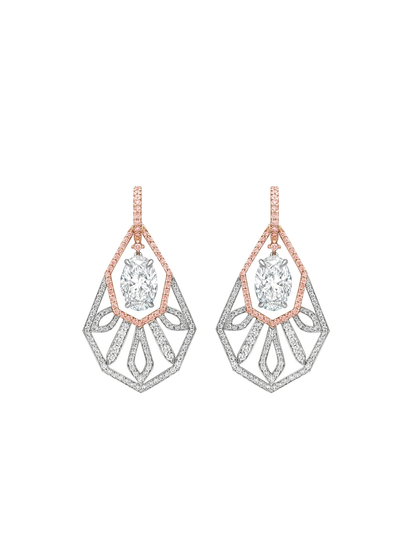 Boodles Peace of Mined Platinum and Rose Gold Diamond Drop Earrings Boodles Peace of Mined Platinum and Rose Gold Diamond Drop Earrings | Fine Earrings | Coveti