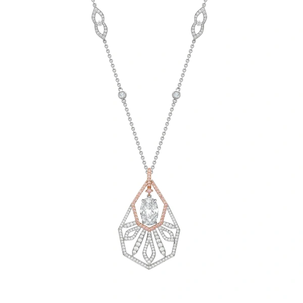 Boodles Peace of Mined Platinum and Rose Gold Diamond Pendant | Fine Necklaces | Coveti