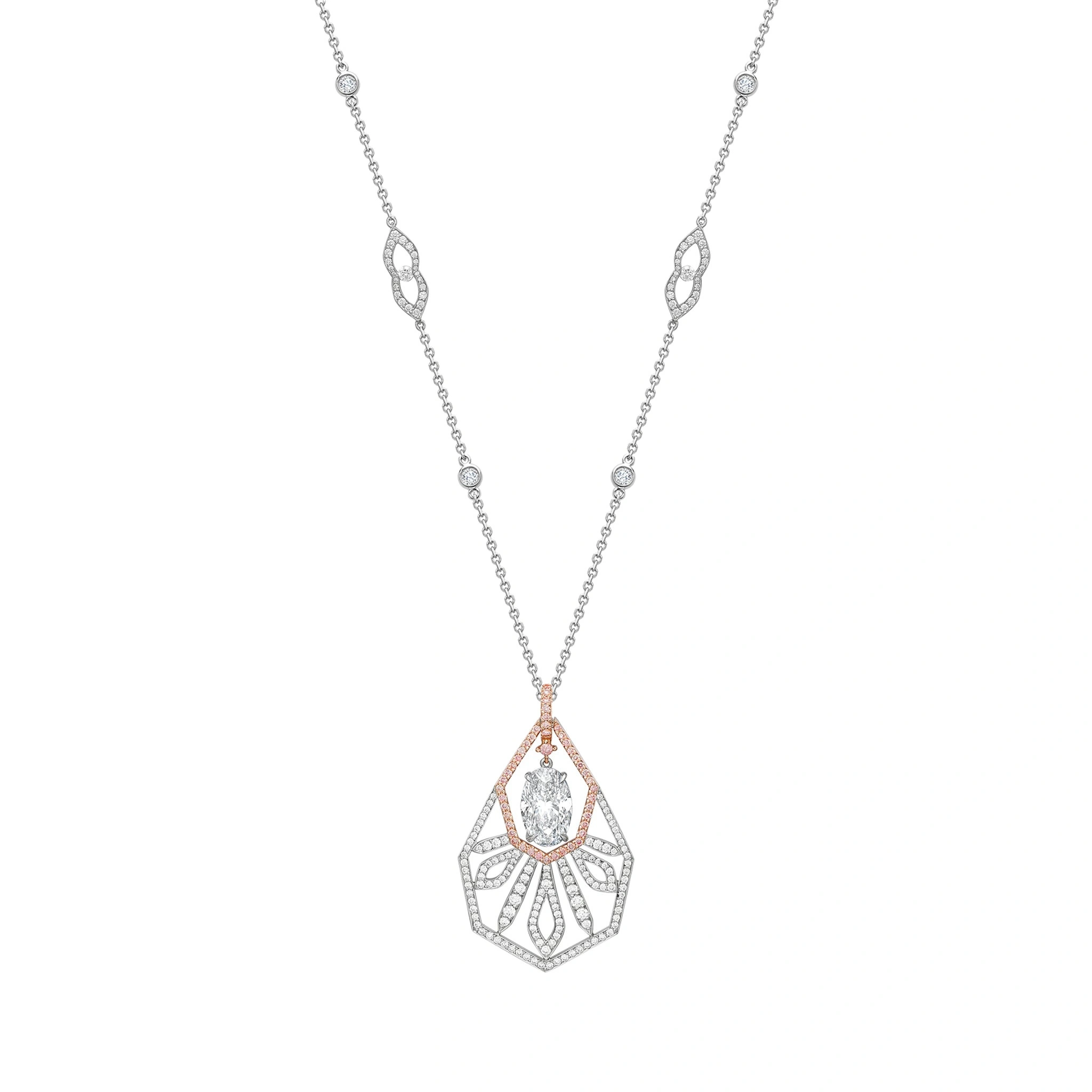 Boodles Peace of Mined Platinum and Rose Gold Diamond Pendant Boodles Peace of Mined Platinum and Rose Gold Diamond Pendant | Fine Necklaces | Coveti