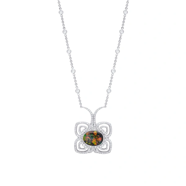 Boodles Peacock Opal Diamond Pendant | Fine Necklaces | Coveti
