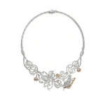 Boodles Peony Pink and White Diamond Platinum Necklace | Fine Necklaces | Coveti