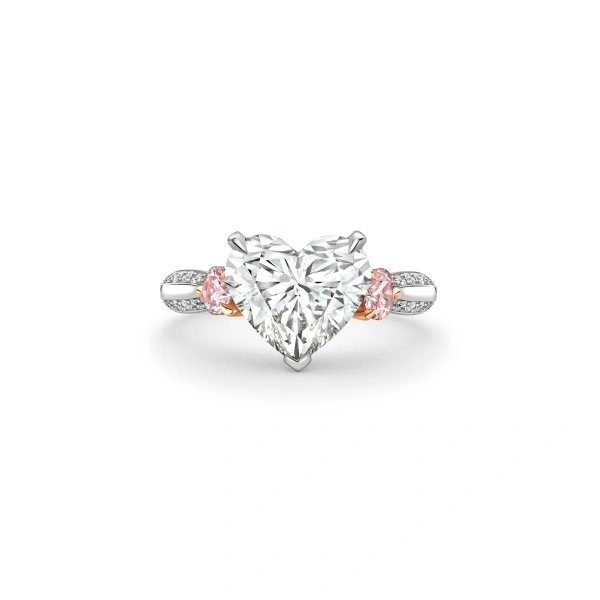 Boodles Petal Heart Diamond and Pink Diamond Platinum Ring | Fine Rings | Coveti