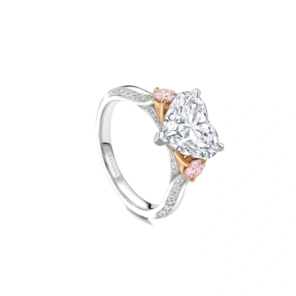 Boodles Petal Heart Diamond and Pink Diamond Platinum Ring | Fine Rings | Coveti