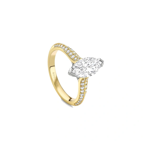Boodles Petal Marquise Cut Yellow Gold Diamond Engagement Ring | Fine Rings | Coveti