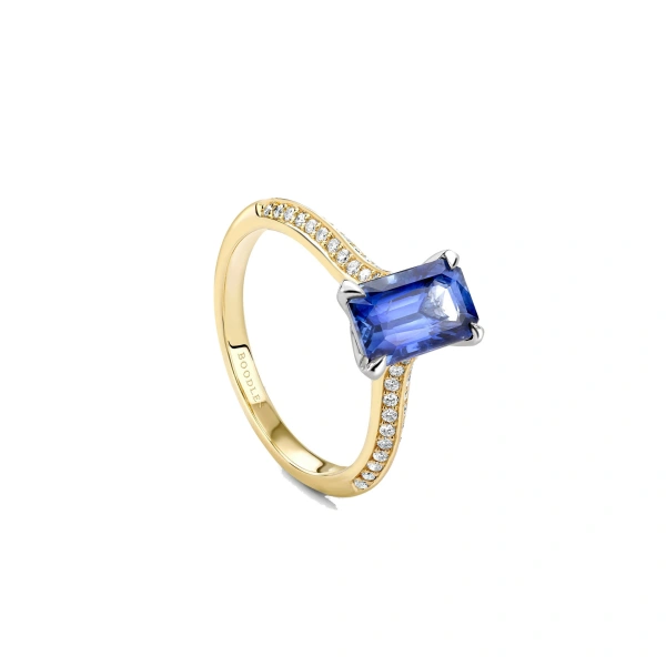 Boodles Petal Octagonal Sapphire Yellow Gold Engagement Ring | Fine Rings | Coveti