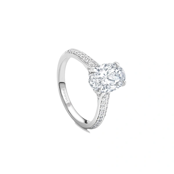 Boodles Petal Oval Cut Platinum Diamond Engagement Ring | Fine Rings | Coveti