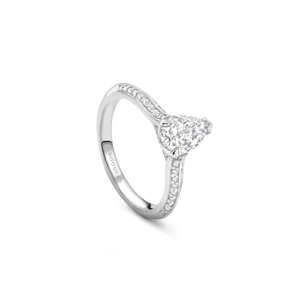 Boodles Petal Pear Cut Platinum Diamond Engagement Ring | Fine Rings | Coveti