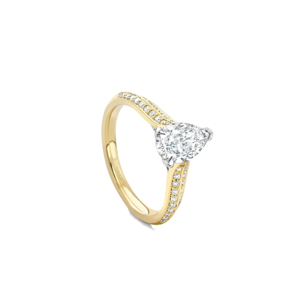 Boodles Petal Pear Cut Yellow Gold Diamond Engagement Ring | Fine Rings | Coveti